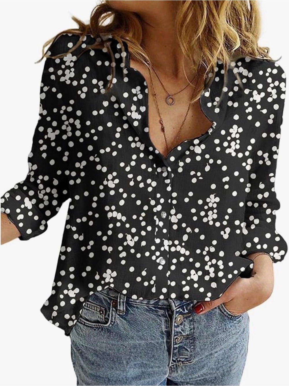 NWT Deep Green and ivory button down blouse size Large. Perfect Fall staple